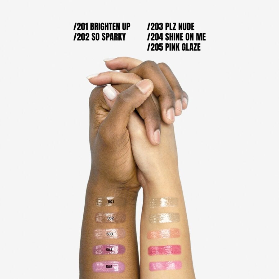 Swatch colori Soshiny, lipgloss Rybella