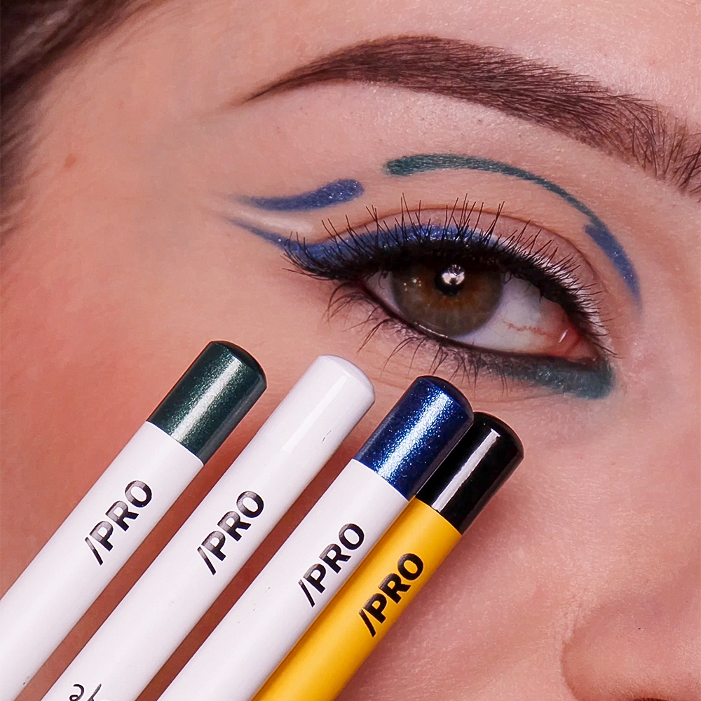 Makeup editoriale realizzato con le Pro Eye Pencil a lunga durata di Rybella make up